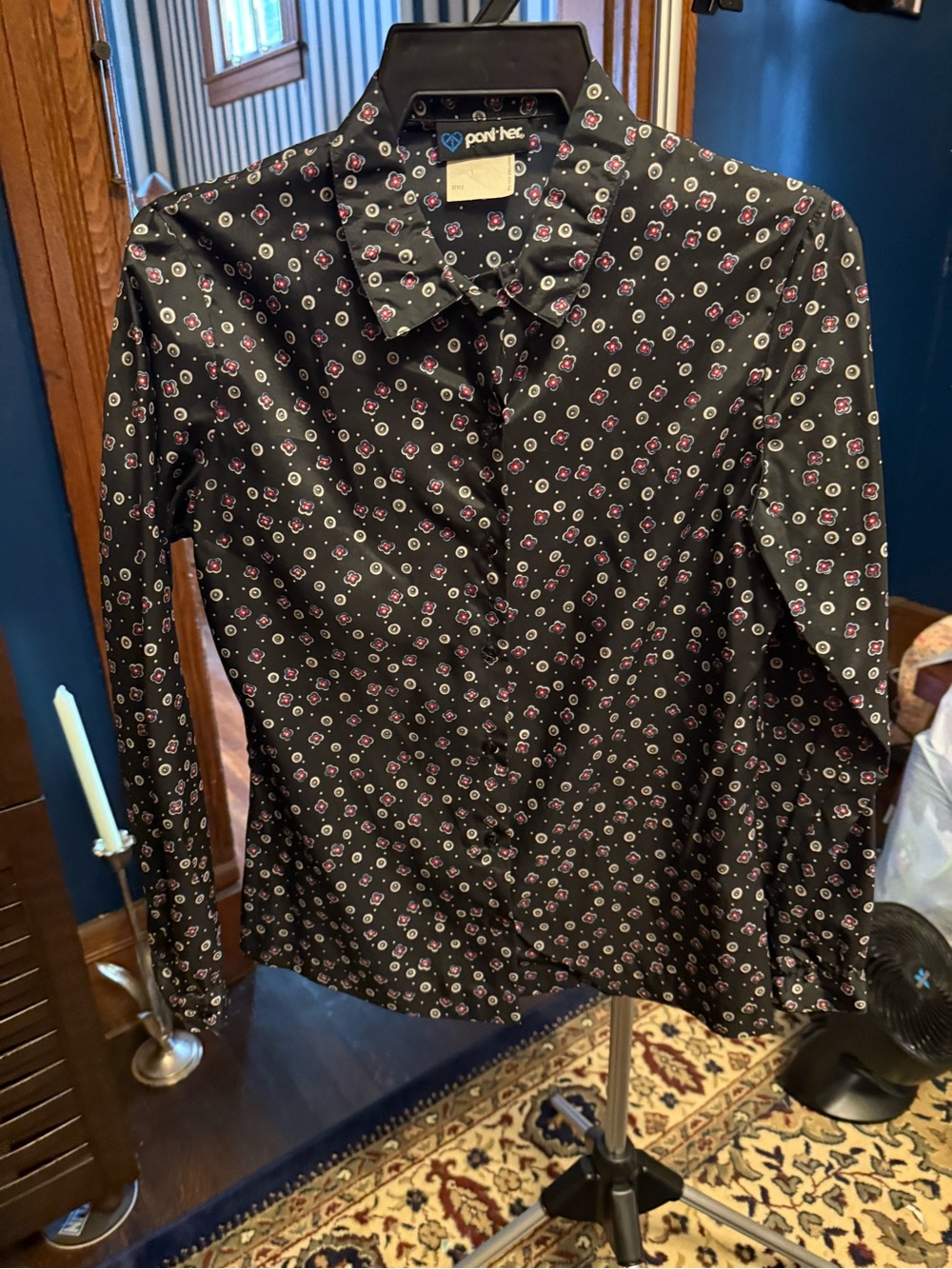 Vintage black floral blouse